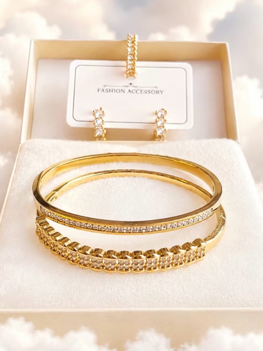 Gold-Tone Rhinestone Fashion Jewelry Set